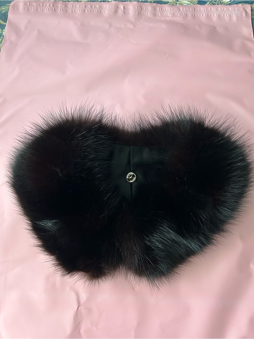 Black Fur Collar with safety pins for attachment